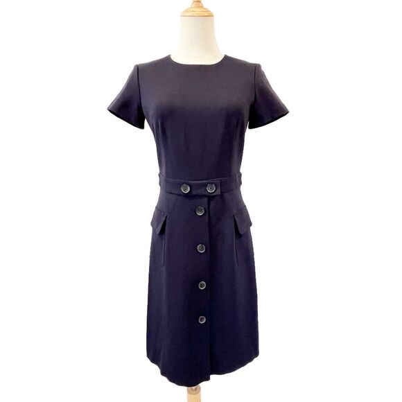 Brooks Brothers Dresses & Skirts - Brooks Brothers Ponte Knit Shirt Dress XS Navy Blue Classic Preppy Mini $128